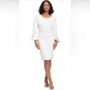 London Times Womens Knit Lurex Shine Dressy Occasion Event Sweater Dress-SIZE M